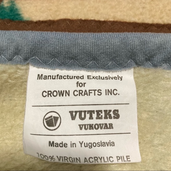 Vtg VUTEKS Blanket Throw in Aztec Western pattern. Yugoslavia 60x80 1980’s - Picture 5 of 7
